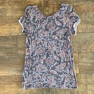Billabong Floral Short Sleeve Shirt with Back Detail